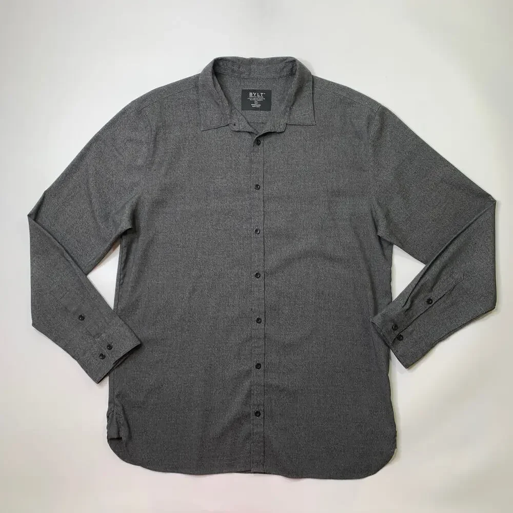 BYLT Shirt Mens XL Extra Large Gotham Gray Vista Long Sleeve Button Down Stretch